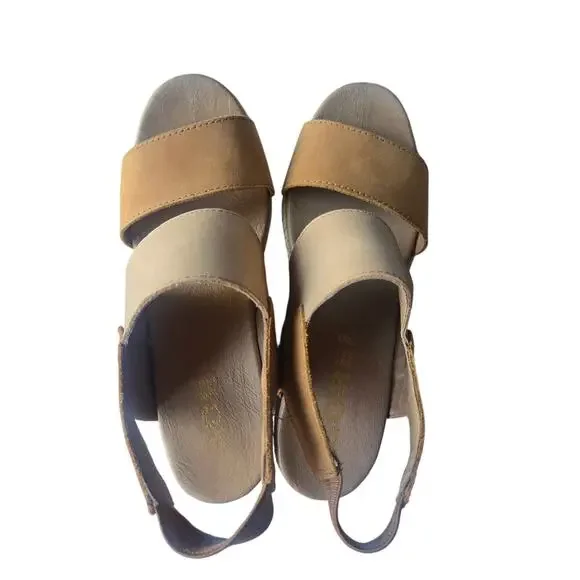 Sorel Joanie II Slingback Wedge Camel Leather Tan Strappy Platform Sandal US 6.5 - Picture 6 of 9